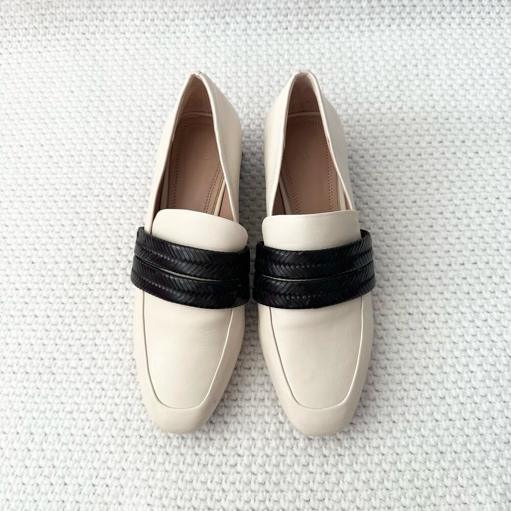 AD & Daughter Ivory Black Woven Band Corya Keeper Low Black Heel Loafer 6.5 - Picture 9 of 12
